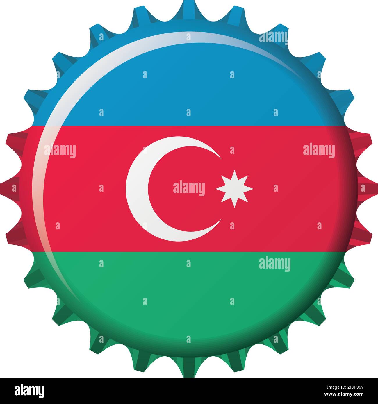 National flag of Azerbaijan on a bottle cap. Vector Illustration Stock ...