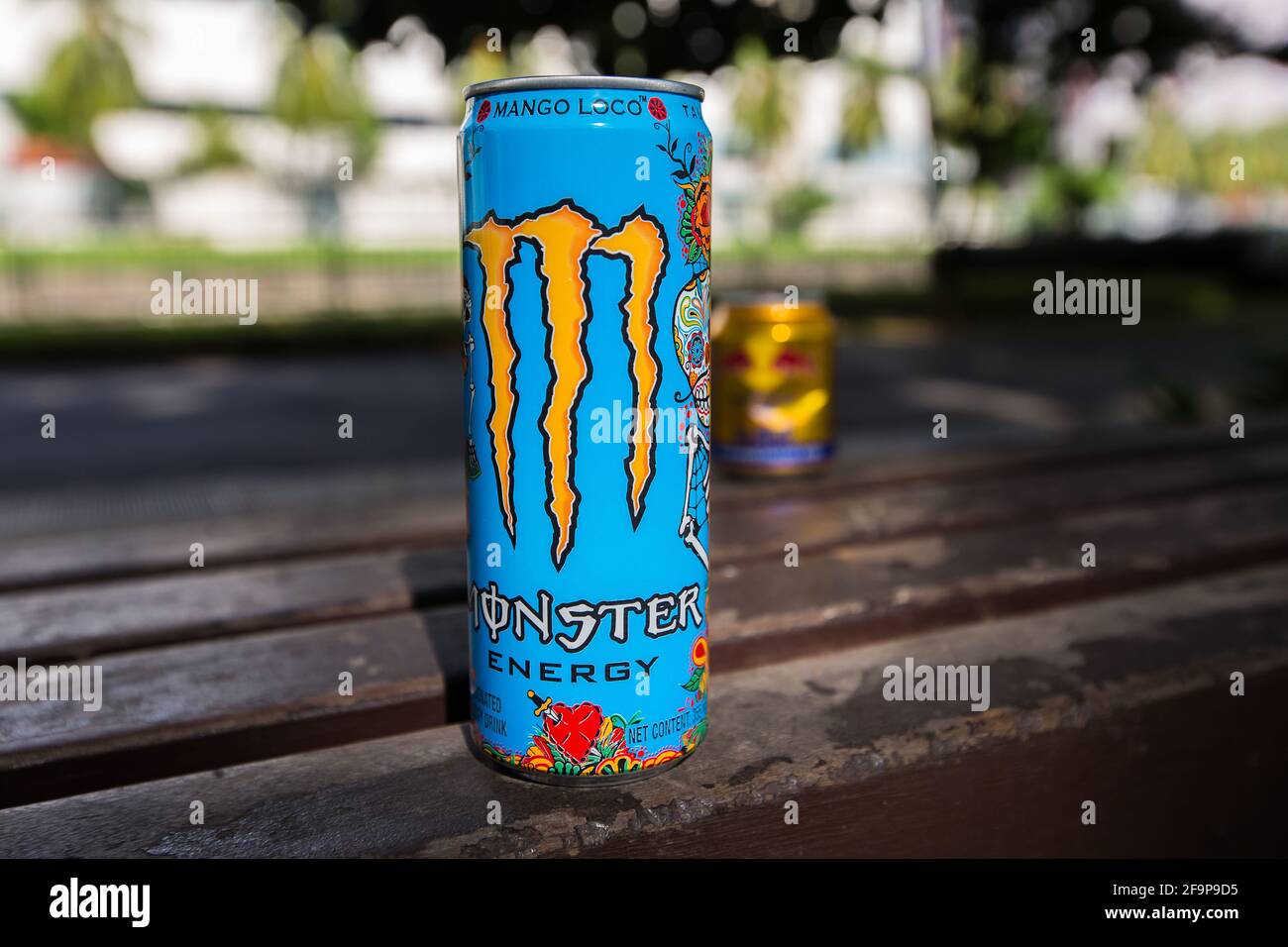 Monster Energy drink versus Redbull. Stock Photo