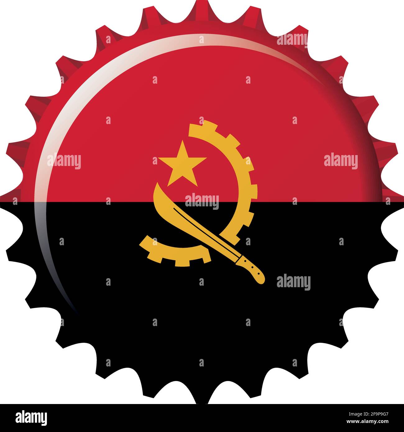 National flag of Angola on a bottle cap. Vector Illustration Stock ...