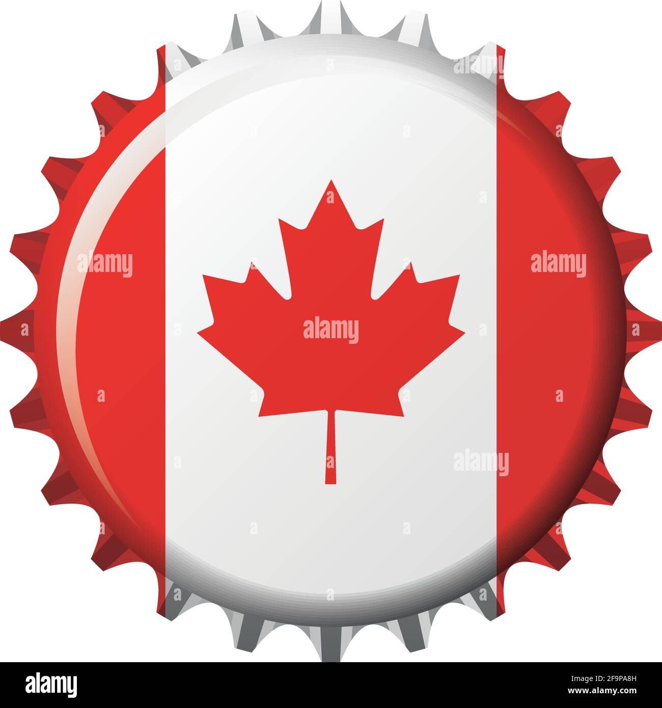National flag of Canada on a bottle cap. Vector Illustration Stock Vector