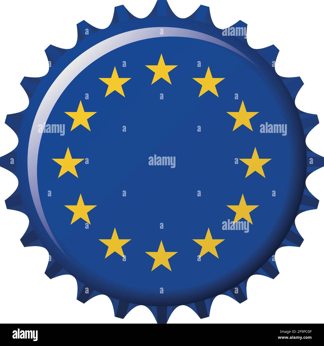 Flag of the European Union on a bottle cap. Vector Illustration Stock