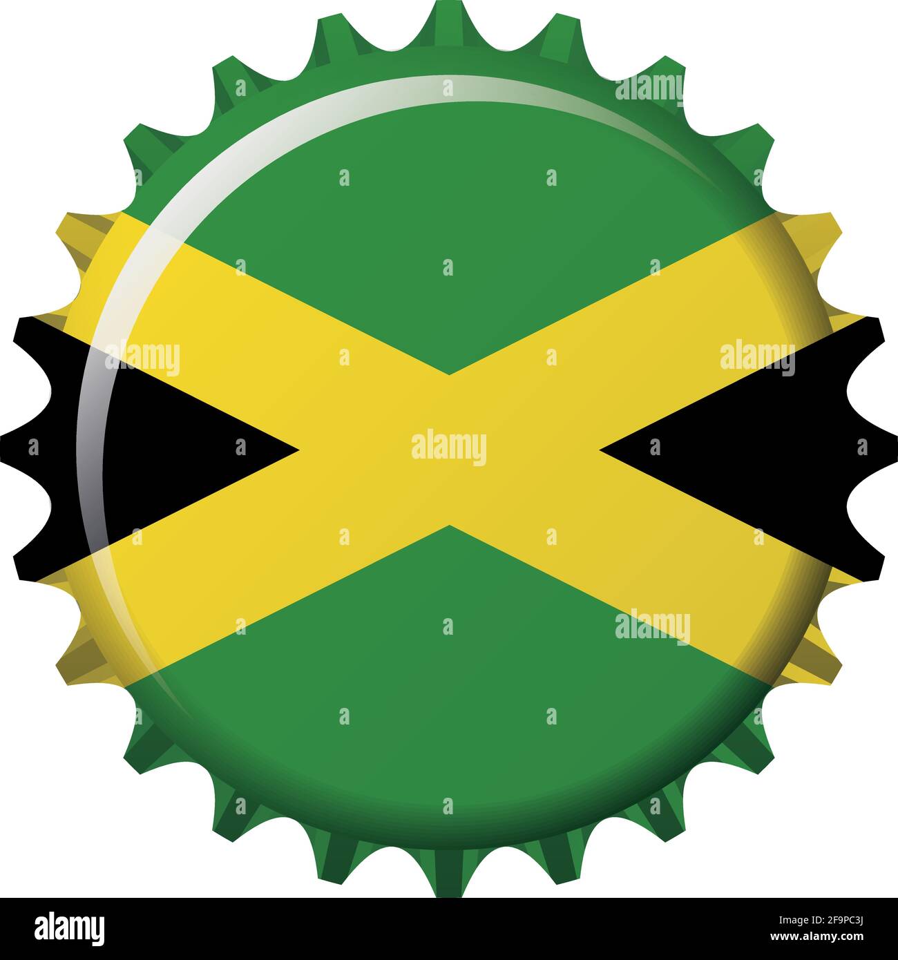 National flag of Jamaica on a bottle cap. Vector Illustration Stock Vector
