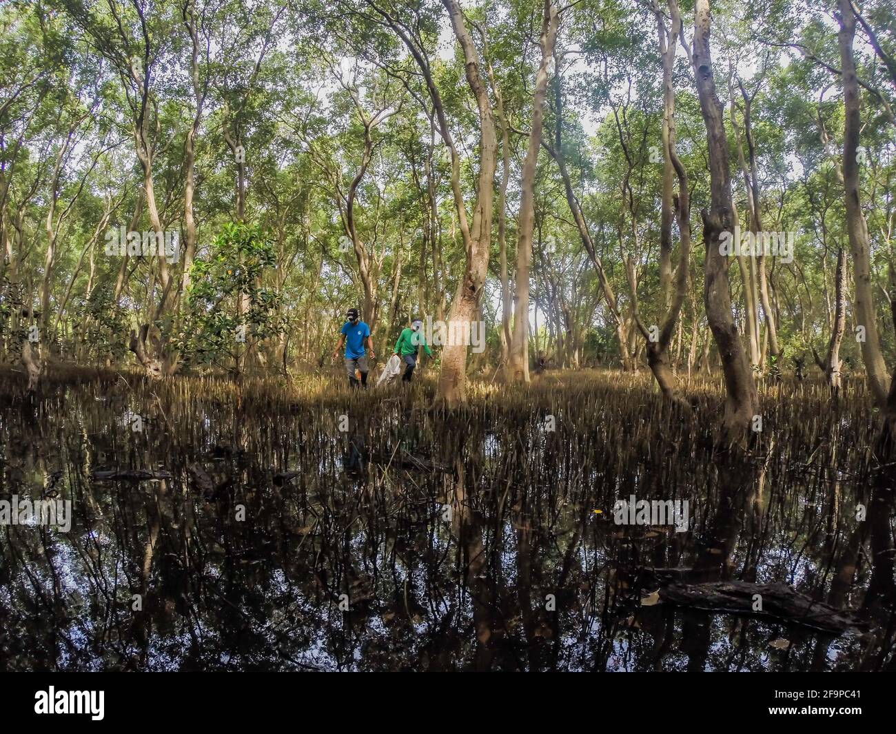 Las Pinas City Philippines. 20th Apr 2021. Workers from the Department of Environment and Natural Resources DENR clear the fallen branches and pick up the garbage washed from the Manila Bay at