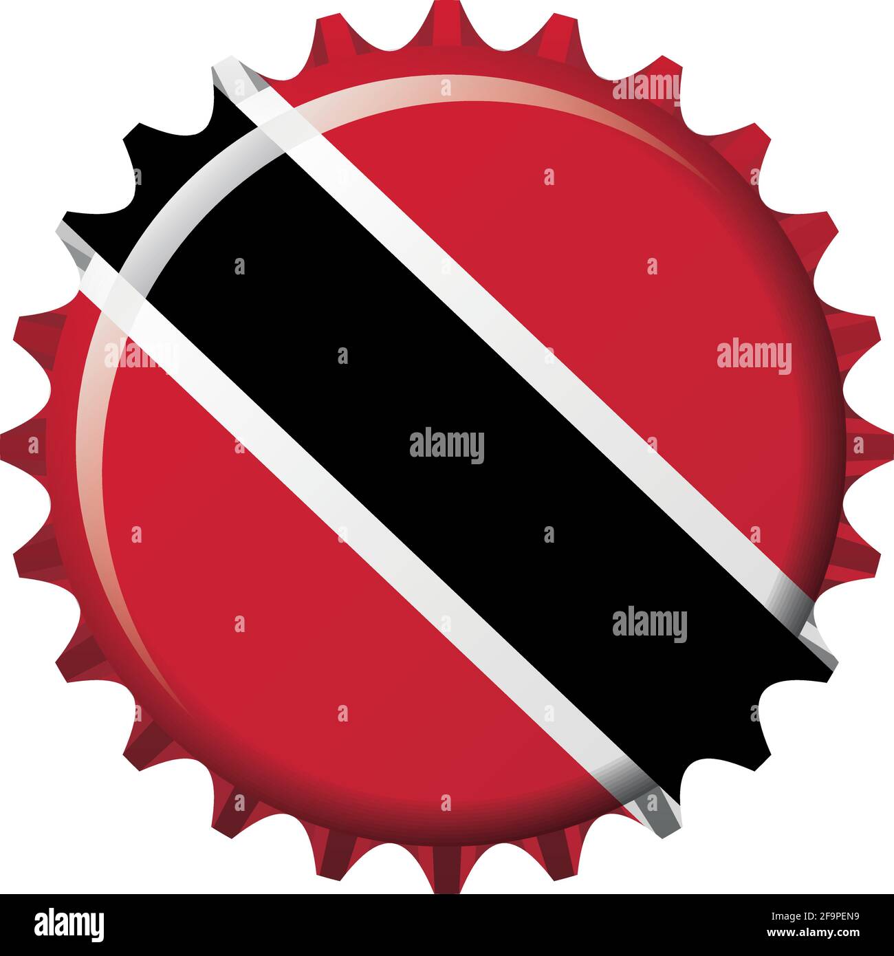 National flag of Trinidad and Tobago on a bottle cap. Vector