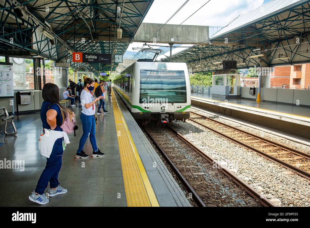 Medellin, Antioquia. Colombia - February 25, 2017. Metro-type mass transportation system that directly serves the city and its surrounding municipalit Stock Photo