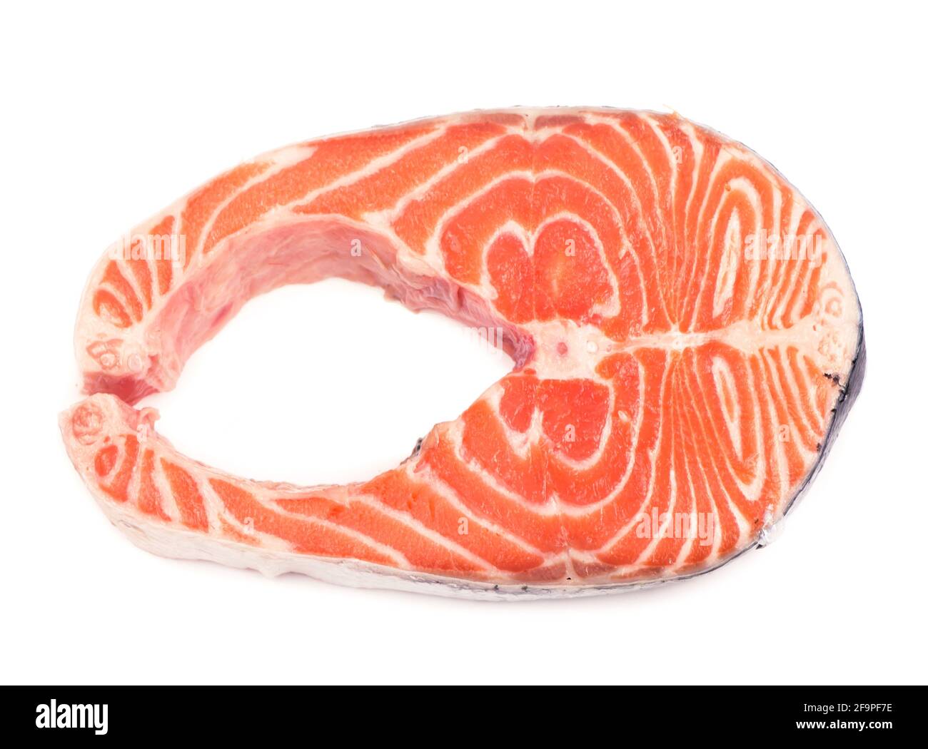 Steak of red fish on white background Stock Photo - Alamy