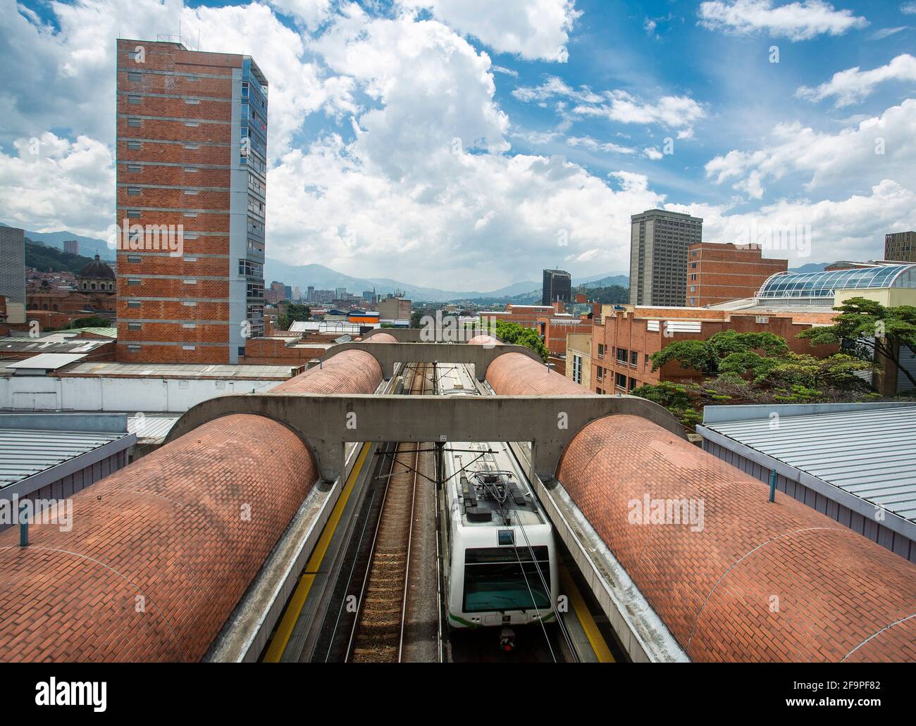 Medellin, Antioquia. Colombia - February 25, 2017. The Metro was the first modern mass transportation system in Colombia. Its construction began on Ap Stock Photo