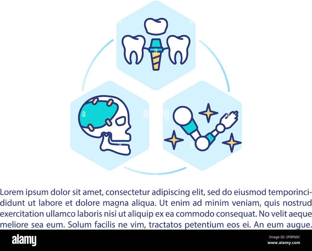 Prosthetics concept line icons with text Stock Vector