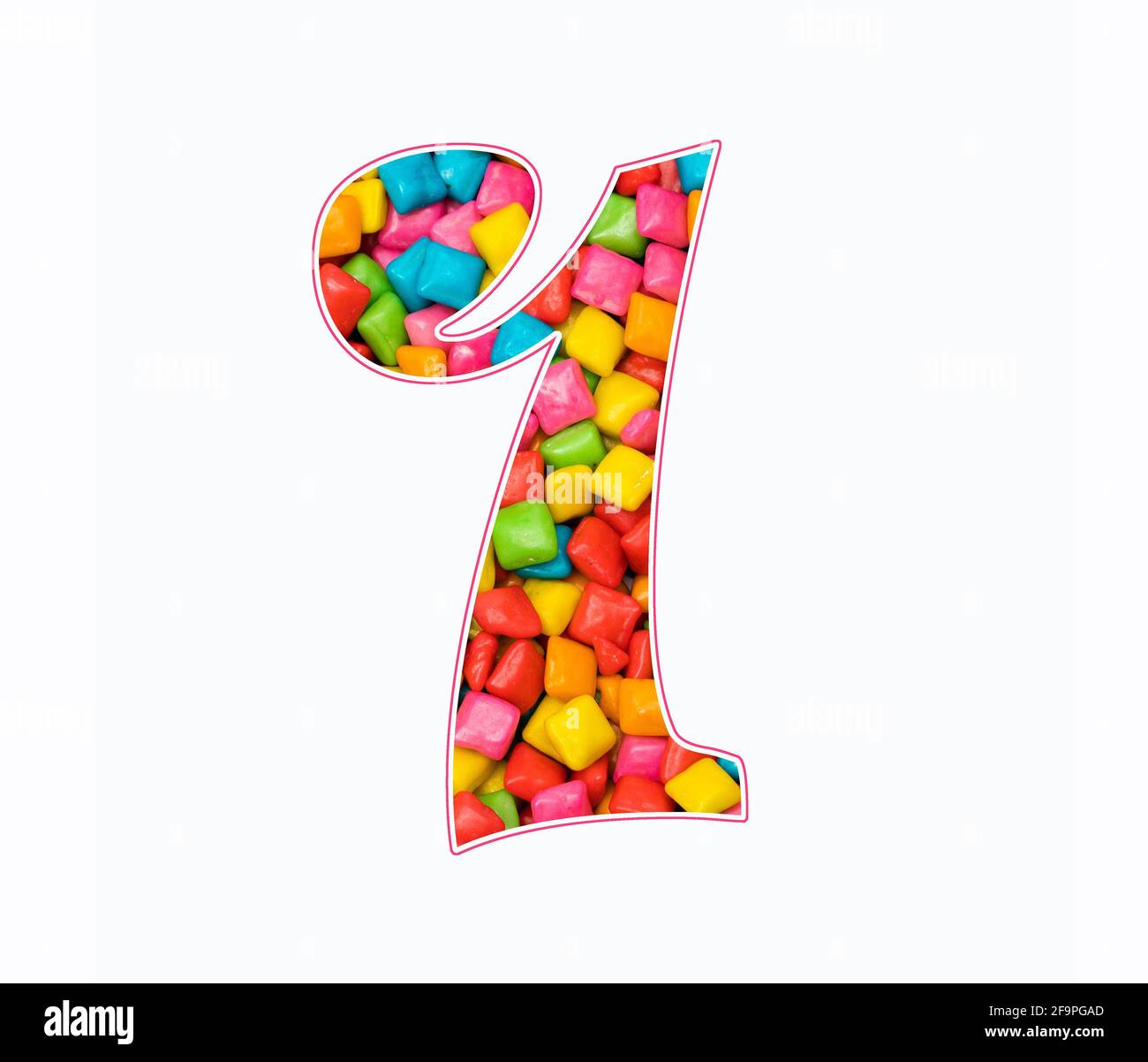 Digital Number 1 - Mini Colored Bubble Gum Stock Photo - Alamy