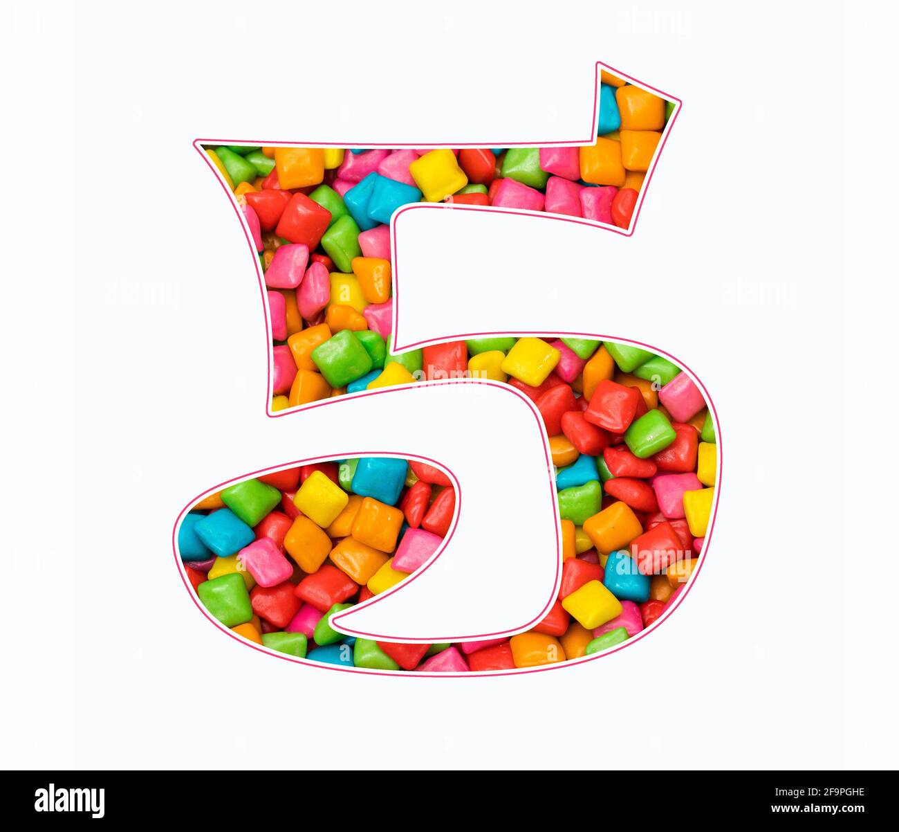 Digital Number 5 - Mini Colored Bubble Gum Stock Photo - Alamy
