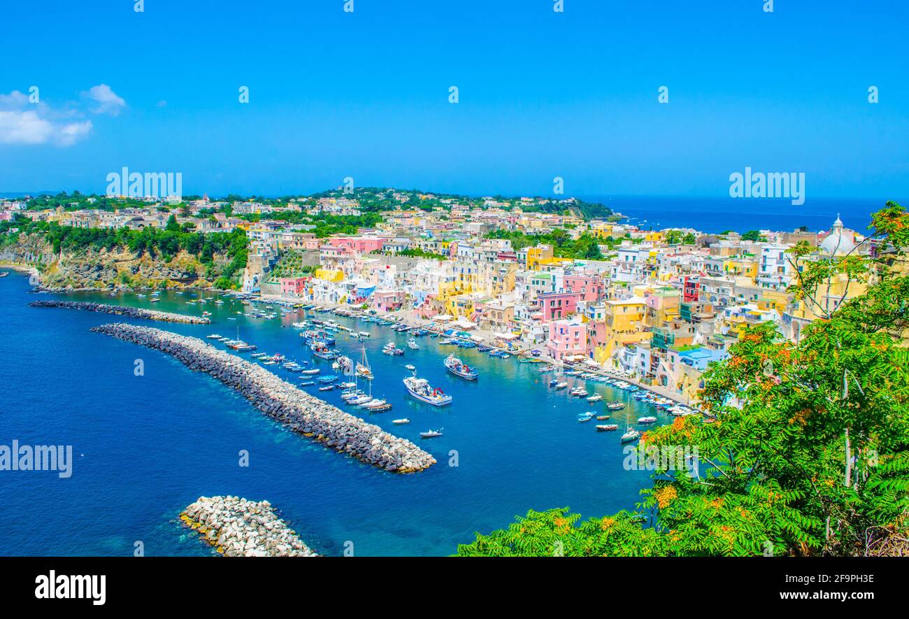 italian island procida is famous for its colorful marina, tiny narrow ...