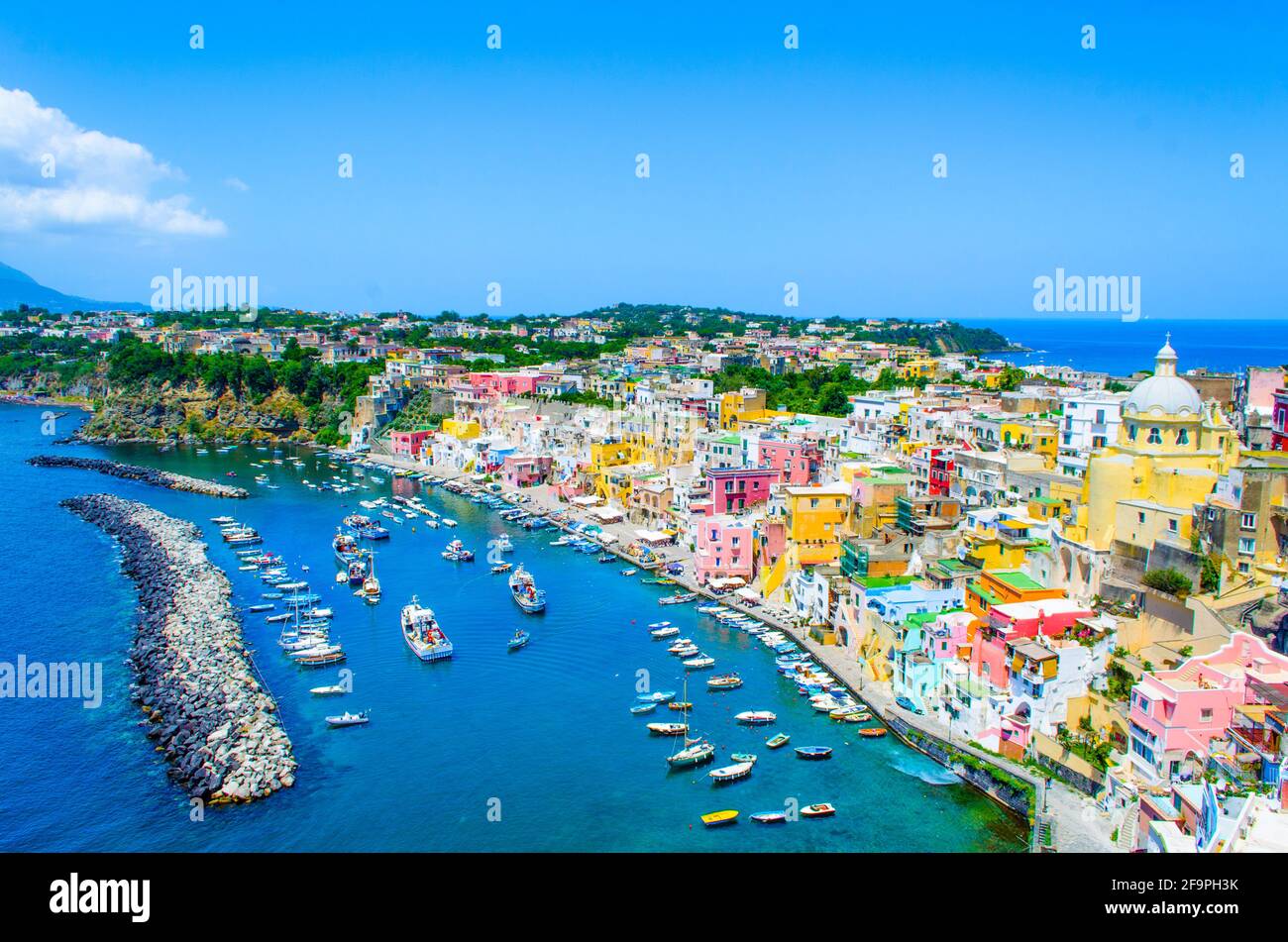 italian island procida is famous for its colorful marina, tiny narrow ...