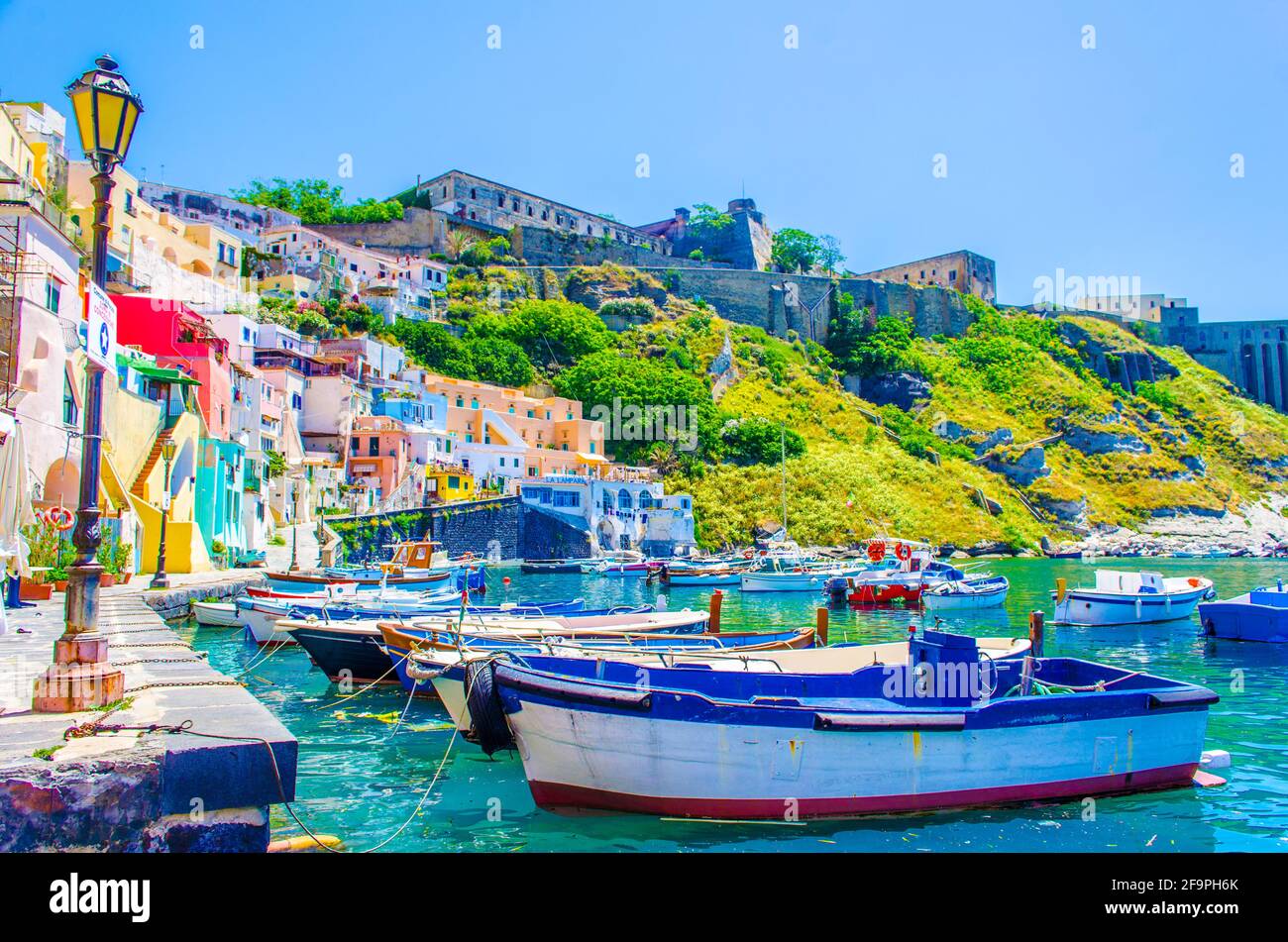 italian island procida is famous for its colorful marina, tiny narrow ...