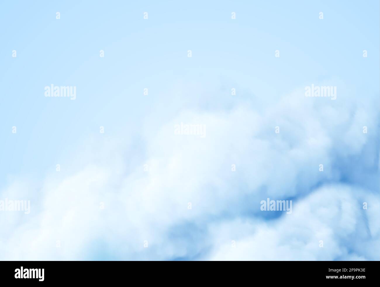 Realistic white fluffy cloud isolated on blue background. Cloud sky background for your design. Vector illustration Stock Vector