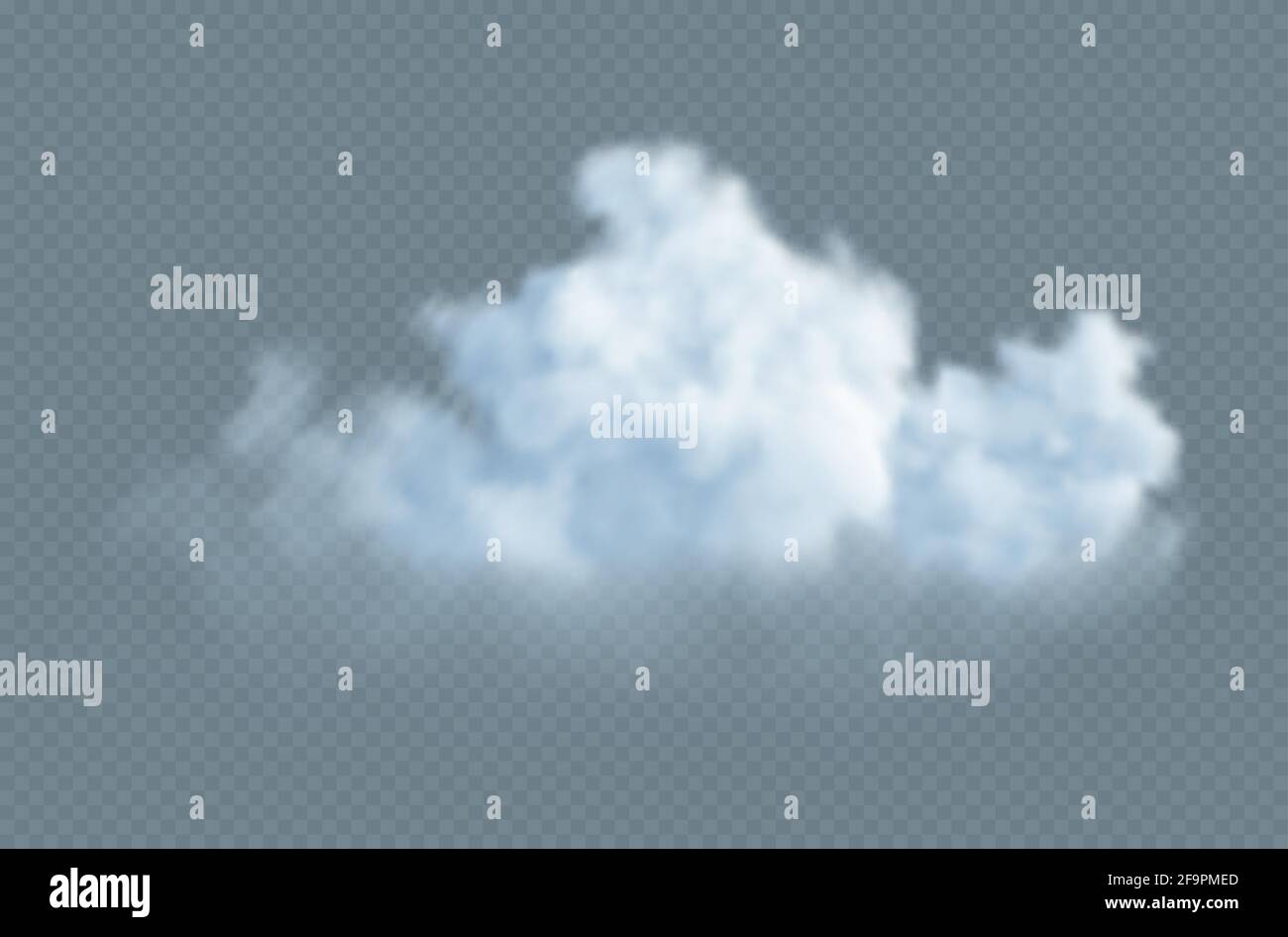Realistic white fluffy cloud isolated on transparent background. Cloud sky background for your design. Vector illustration Stock Vector