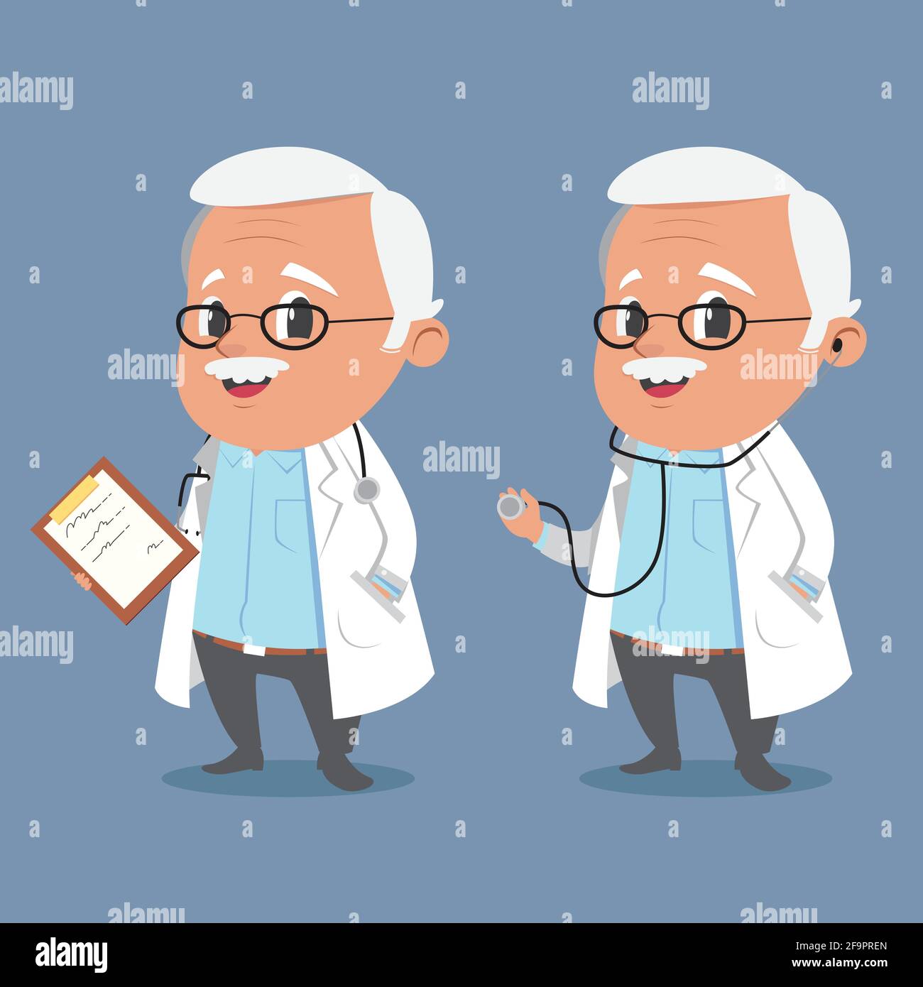 Cartoon mascot of a friendly older doctor Stock Vector