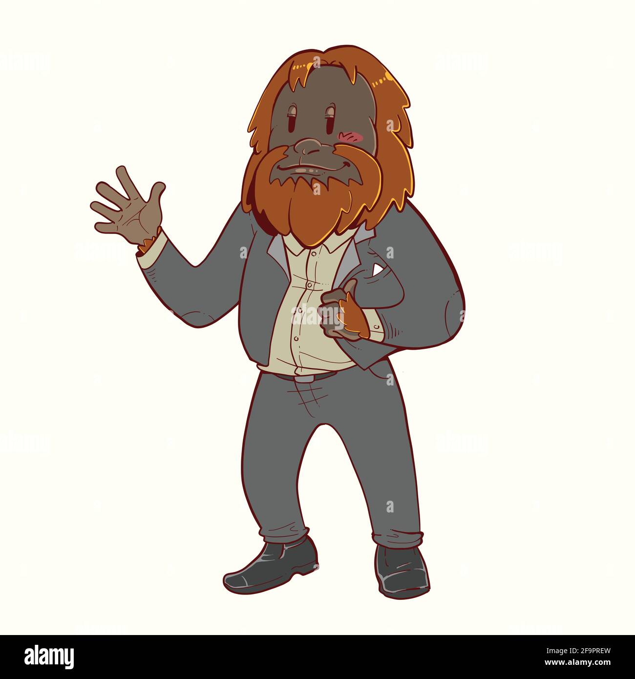 cartoon illustration of a mascot orangutan Stock Vector