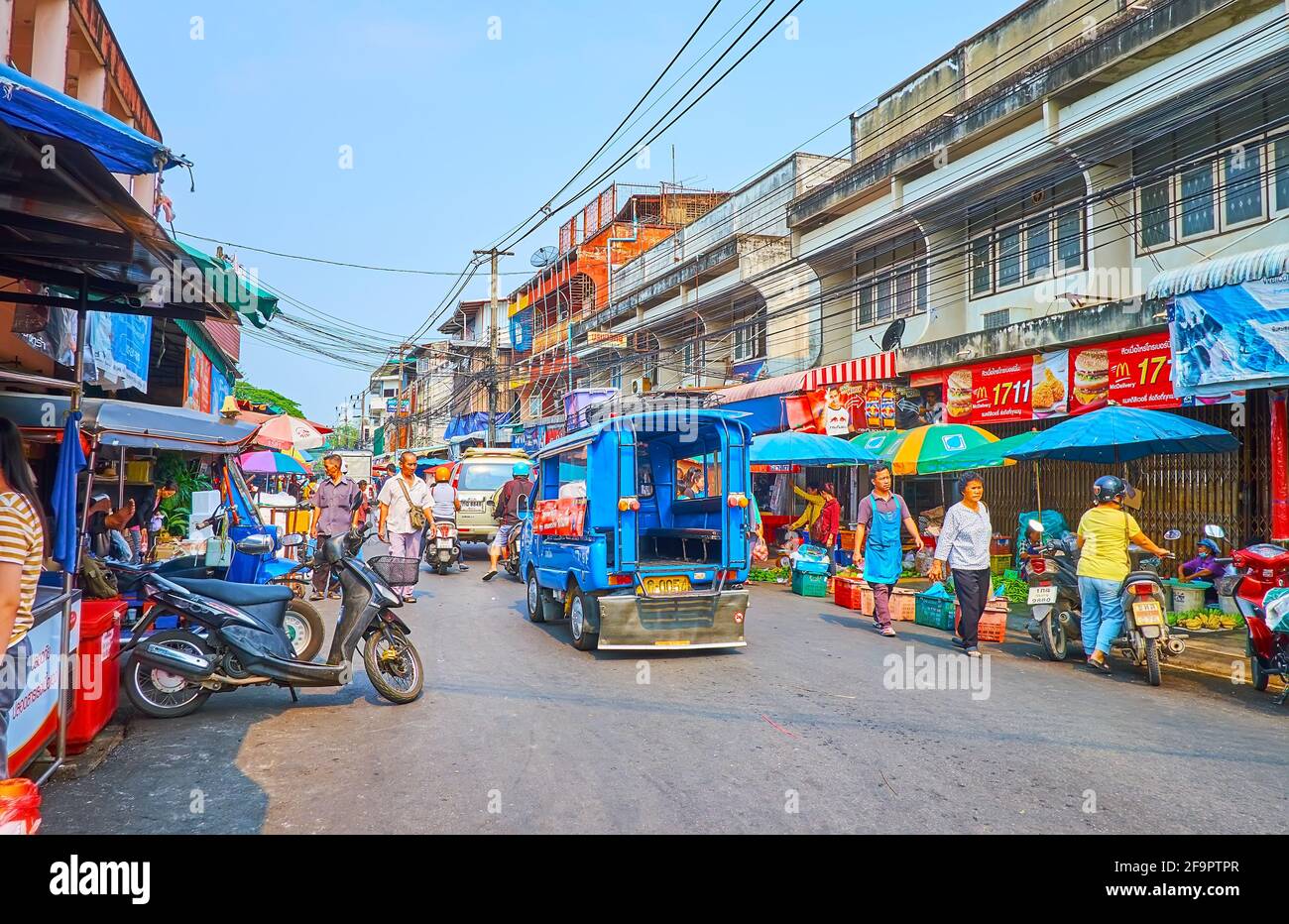 CHIANG RAI, THAILAND - MAY 11, 2019: The Uttarakit street is occupied ...