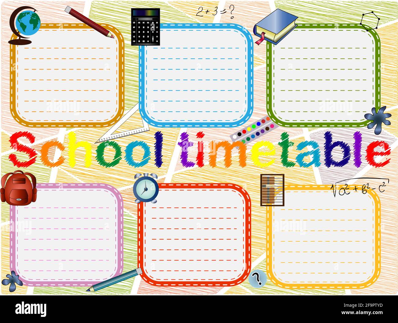 background frame design of School Timetable, Schedule,Weekly school