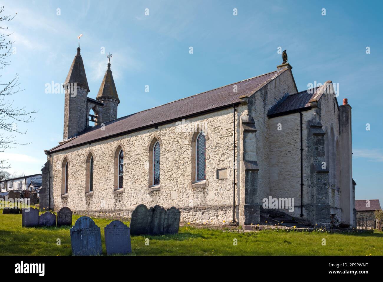 Parish Church of St Michael is a Grade II Listed Building in Betws-yn-Rhos, Conwy, North Wales. The building replaced a medieval church in 1838/9. Stock Photo