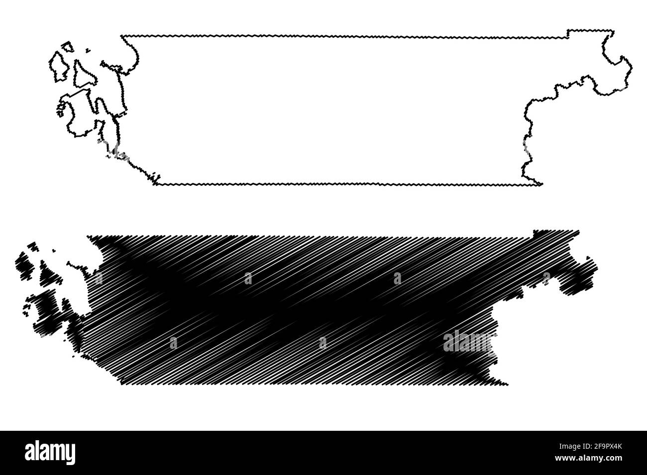 Skagit County, State of Washington (U.S. county, United States of America, USA, U.S., US) map vector illustration, scribble sketch Skagit map Stock Vector