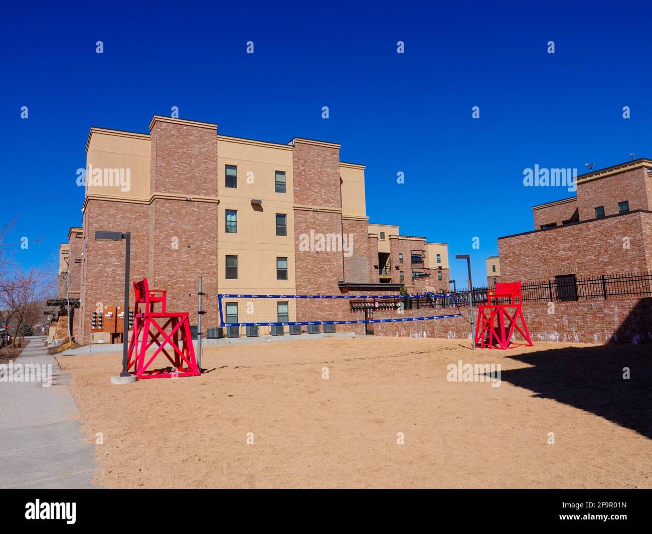 Beach volleyball court at The Grove apartment complex, Flagstaff, Arizona, USA Stock Photo Alamy