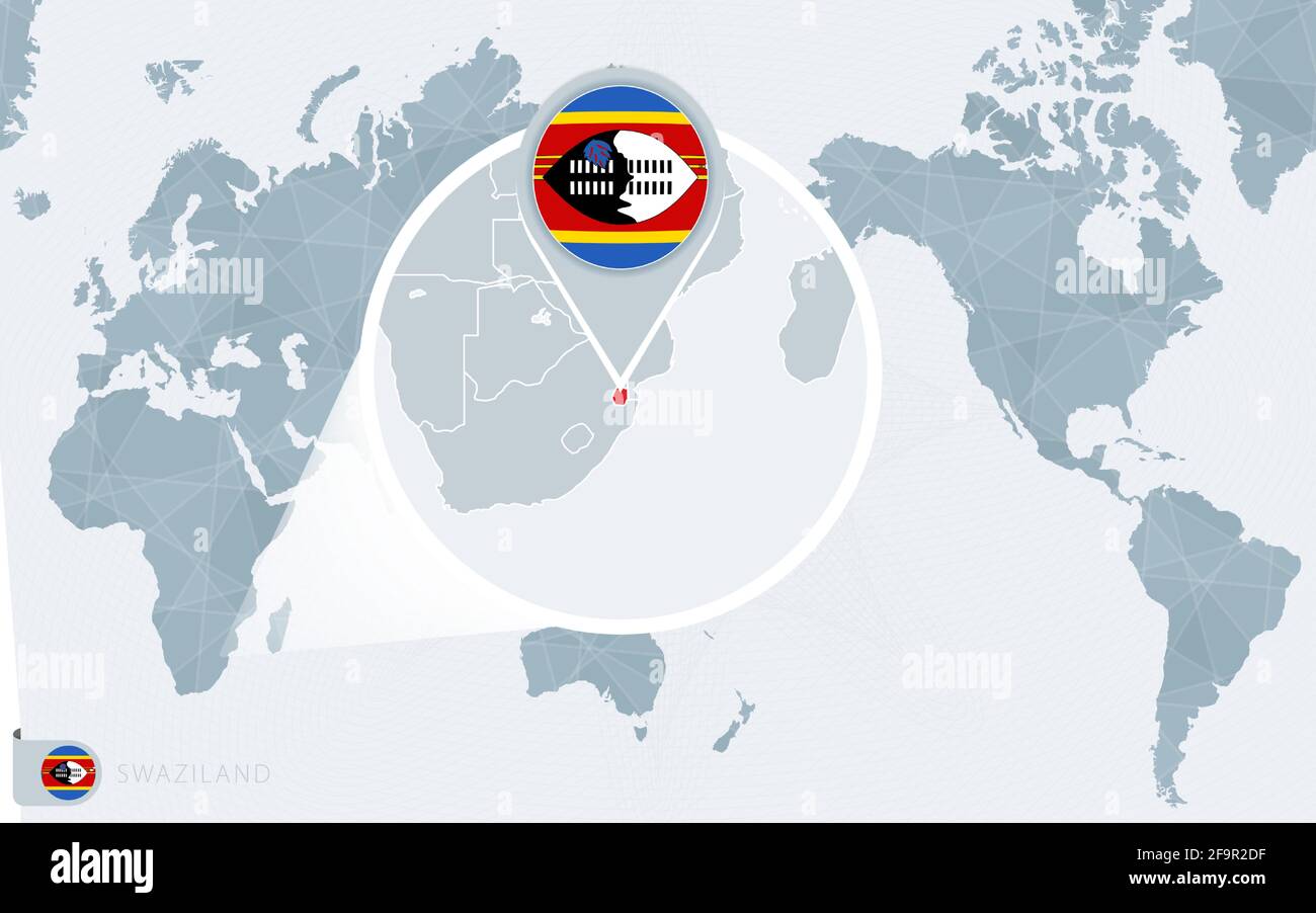 Pacific Centered World Map With Magnified Swaziland Flag And Map Of Pacific Centered World Map With Magnified Swaziland Flag And Map Of Swaziland On Asia In Center World Map 2F9R2DF