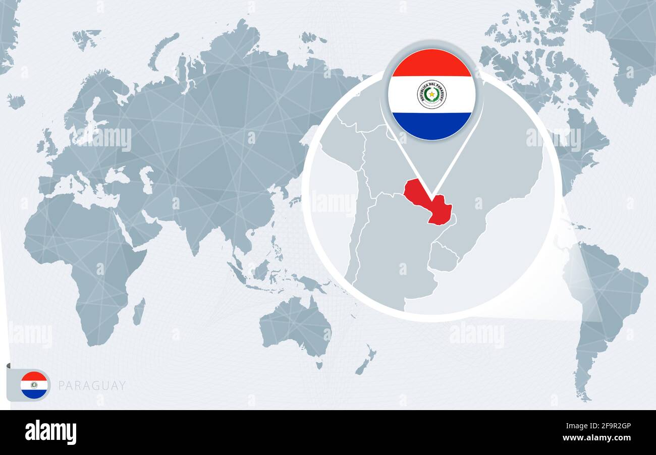 Pacific Centered World Map With Magnified Paraguay Flag And Map Of Pacific Centered World Map With Magnified Paraguay Flag And Map Of Paraguay On Asia In Center World Map 2F9R2GP