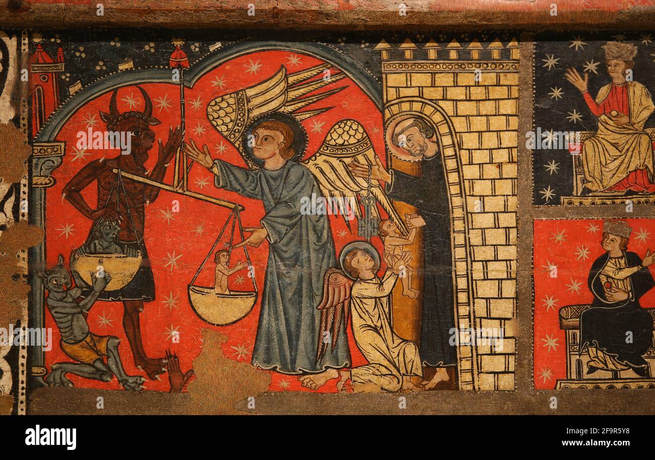 Master of Soriguerola (13th-14th century). Panel of st. Michael. Church of st. Miquel de Soriguerola. Fontanals de Cerdanya, Spain. National Art Museu Stock Photo