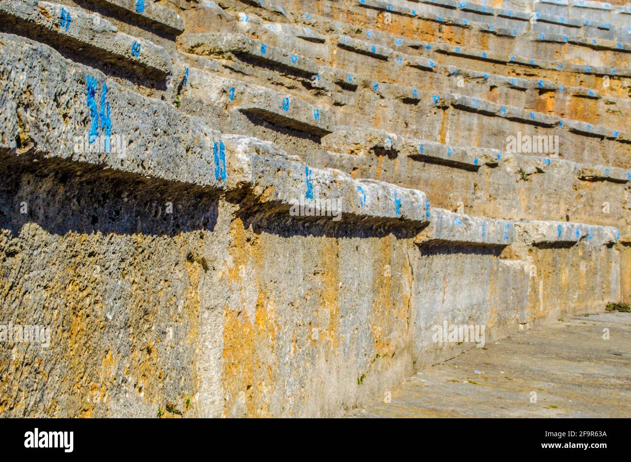 Ancient Greek Numbers Stone Seats Theatre High Resolution Stock ...