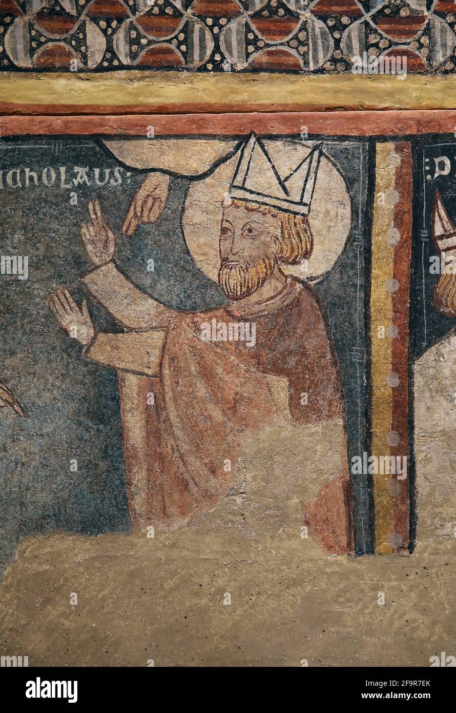 Life of St. Nicholas. Second Master of Bierge. Gothic.13th century. Church of St. Fructuosus in Bierge, Aragon Spain. National Art Museum of Catalonia. Stock Photo