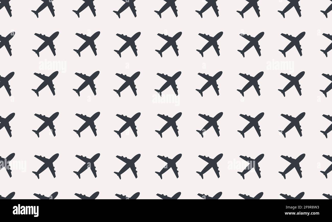 Airplane Commercial Aviation Seamless Sign Clear Pattern Background Stock Vector