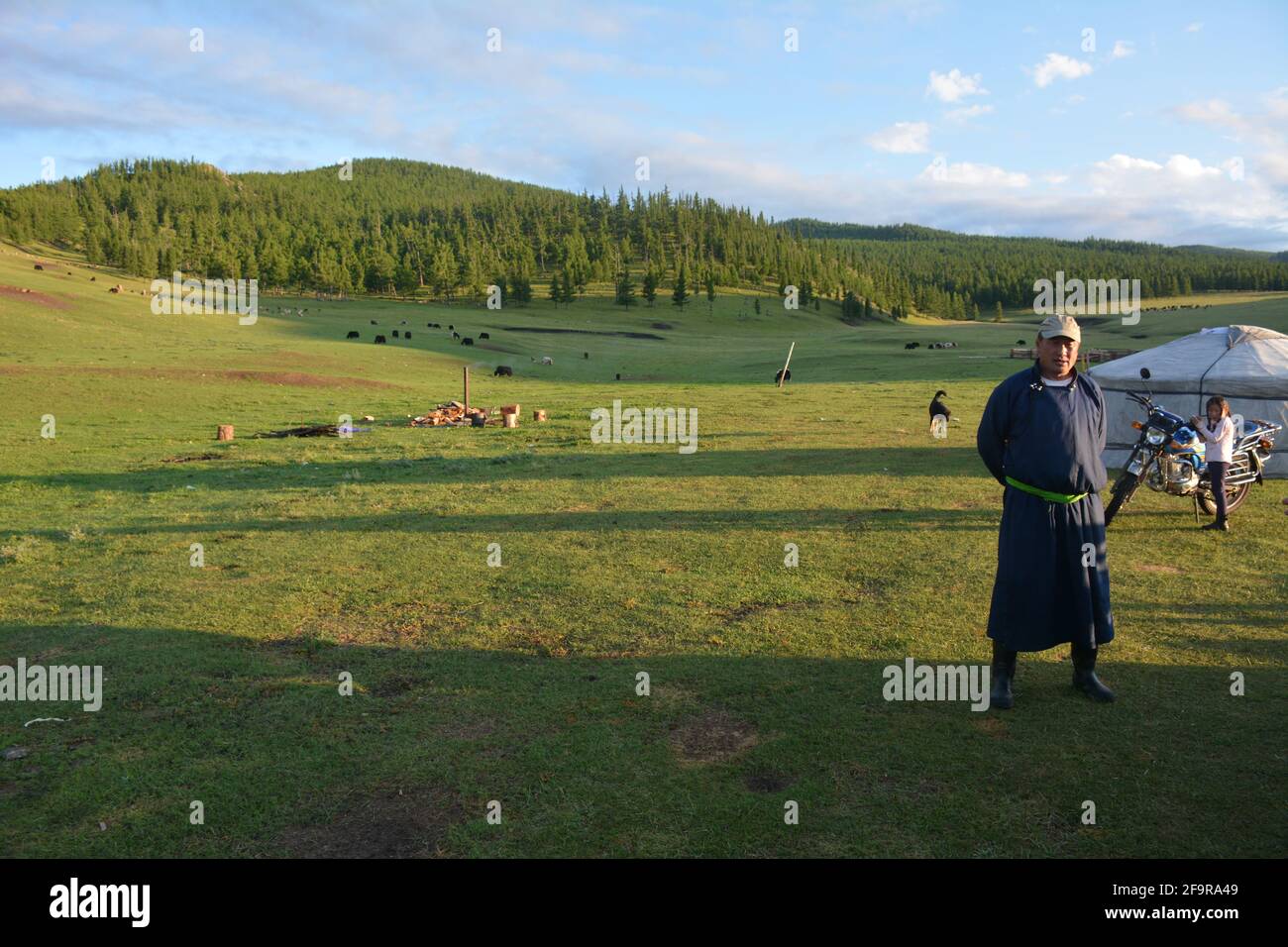 A traditional nomadic family in the Orkhon Valley area of central ...