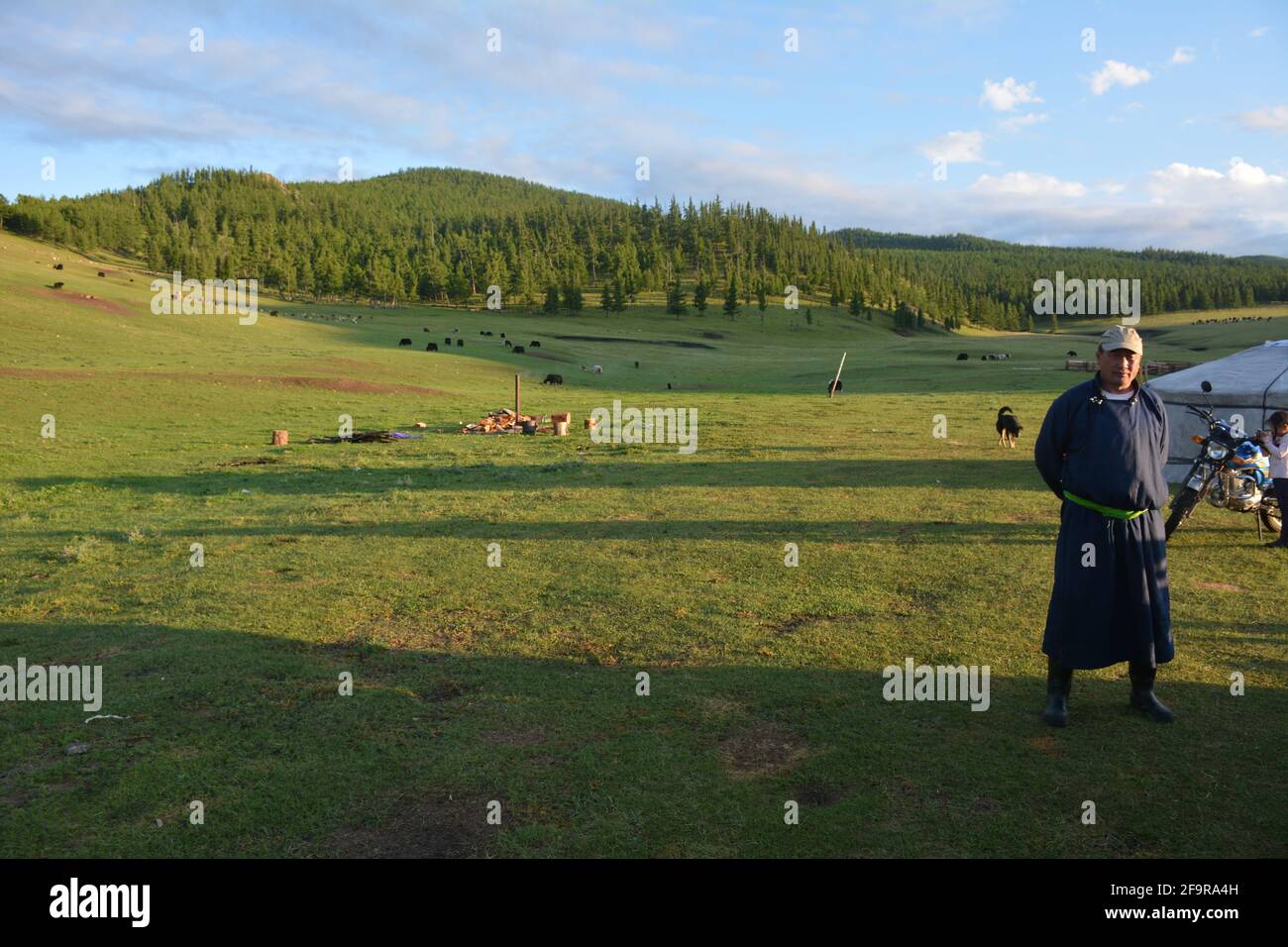 A traditional nomadic family in the Orkhon Valley area of central ...