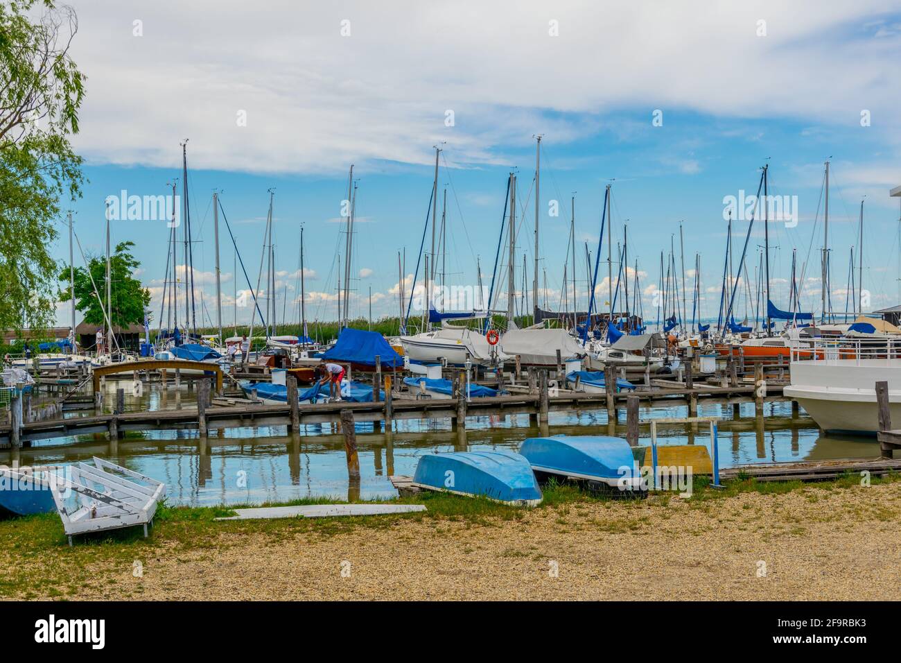 view of marina situated in morbisch am see in Austria Stock Photo