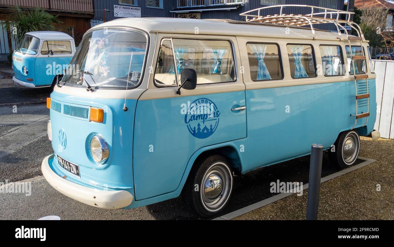 Bordeaux Aquitaine France 12 28 2020 vw bus white blue vintage volkswagen campervan model van combi camper from germany Stock Photo Alamy