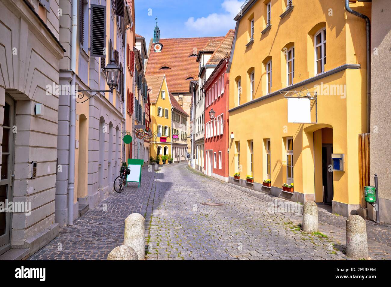 Ansbach. Old town of Ansbach picturesque cobbled street view, Bavaria region of Germany Stock Photo