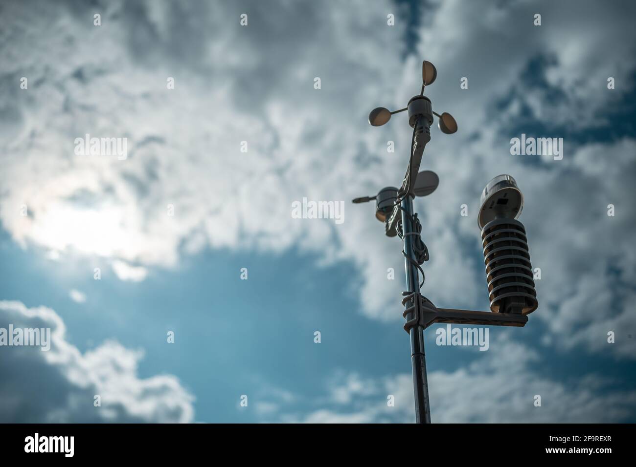 modern anemometer or weather wind vane for measuring meteorology conditions Stock Photo