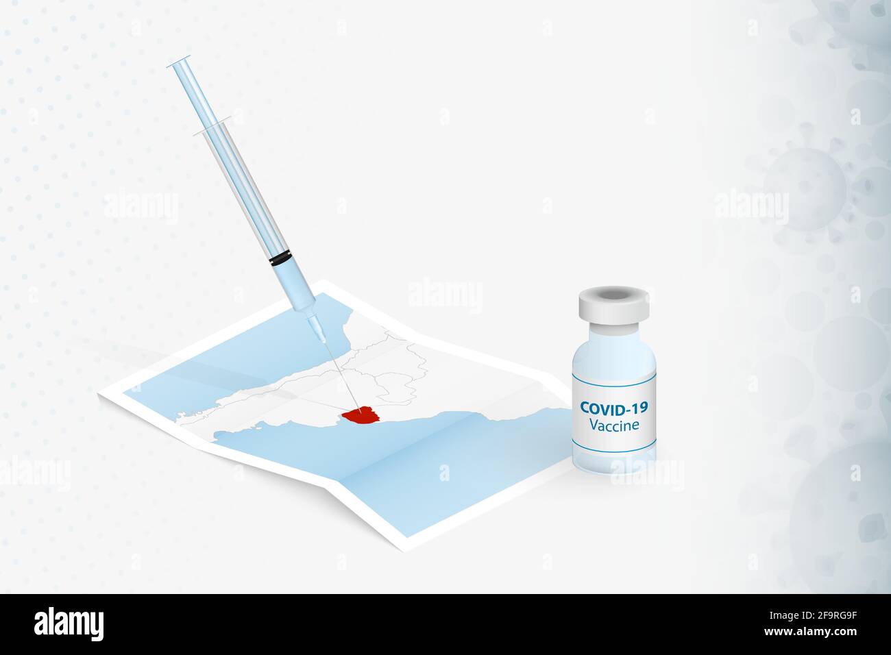 Uruguay Vaccination, Injection with COVID-19 vaccine in Map of Uruguay. Vaccination Concept Illustration. Stock Vector