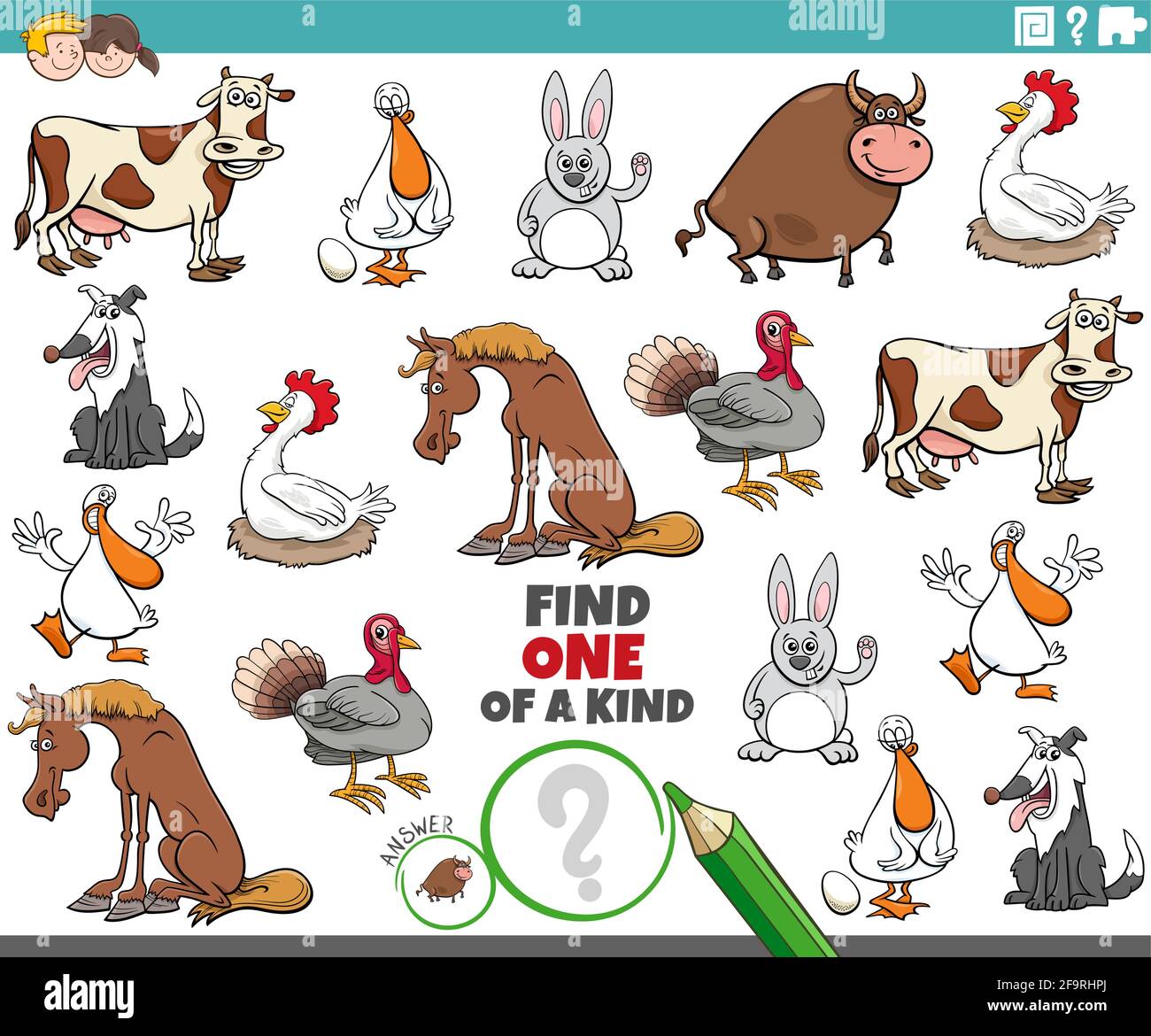 Cartoon illustration of find one of a kind picture educational game with funny farm animal characters Stock Vector Image & Art - Alamy Cartoon illustration of find one of a kind picture educational game with funny farm animal characters Stock Vector Image & Art - Alamy