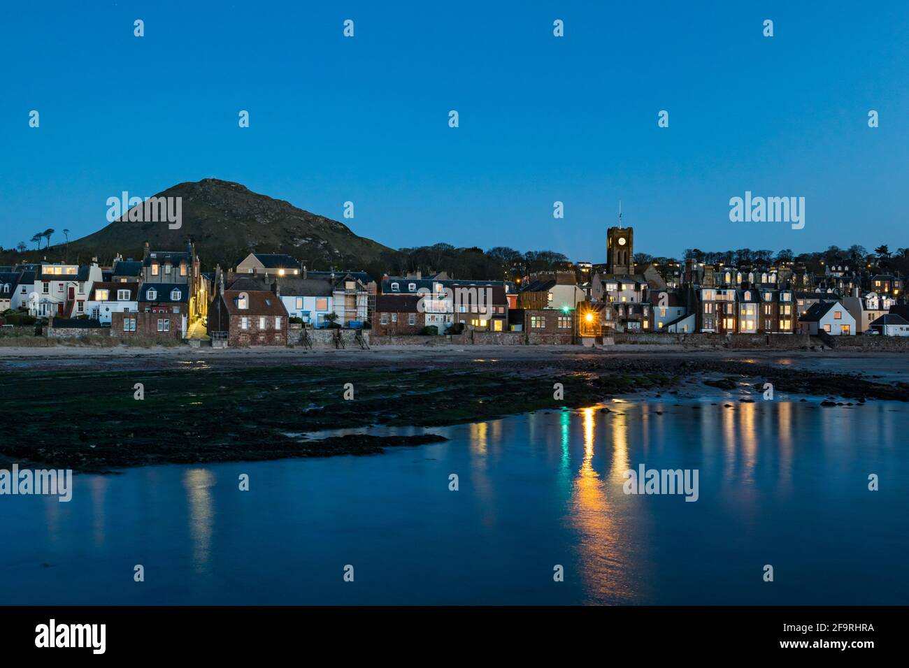 View of North Berwick at night with clear evening sky, East Lothian, Scotland, UK Stock Photo