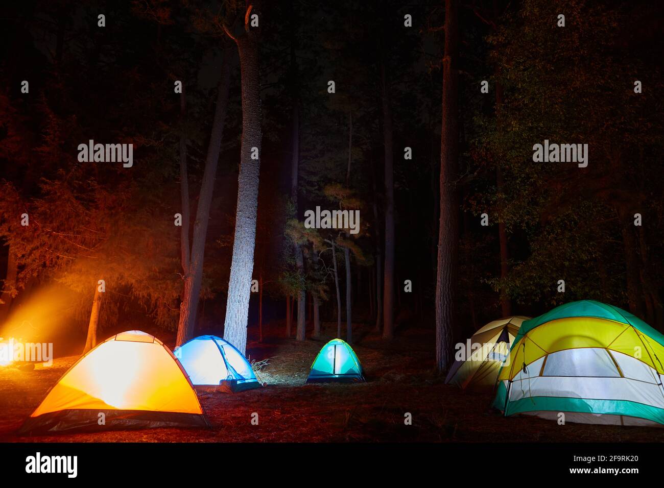 Illuminated green tent night hi-res stock photography and images - Alamy