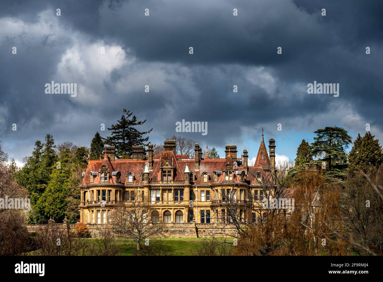 Bolney, April 15th 2021: Wykehurst Place, a gothic-revival mansion in countryside around the village of Bolney in West Sussex Stock Photo