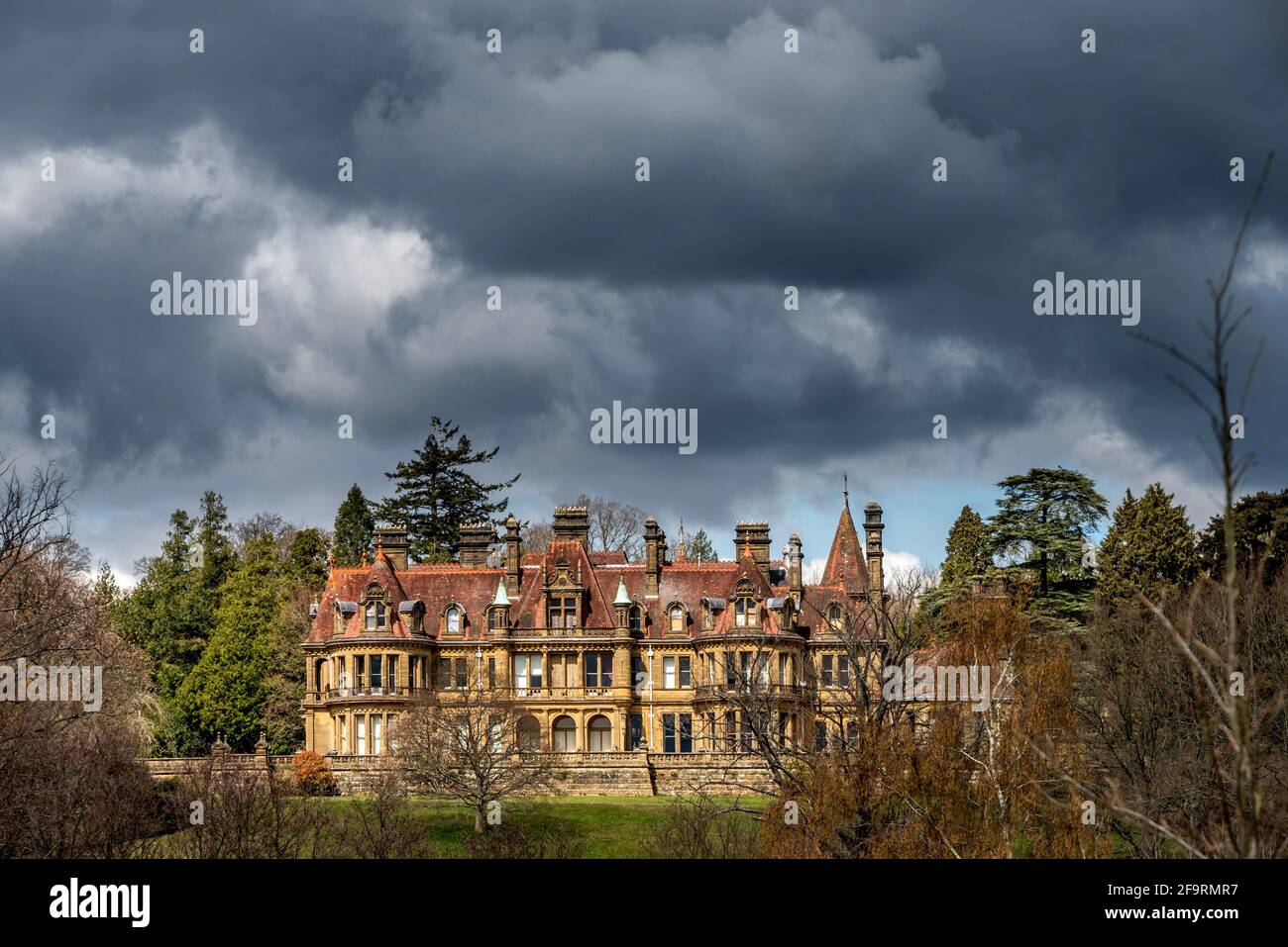 Bolney, April 15th 2021: Wykehurst Place, a gothic-revival mansion in countryside around the village of Bolney in West Sussex Stock Photo