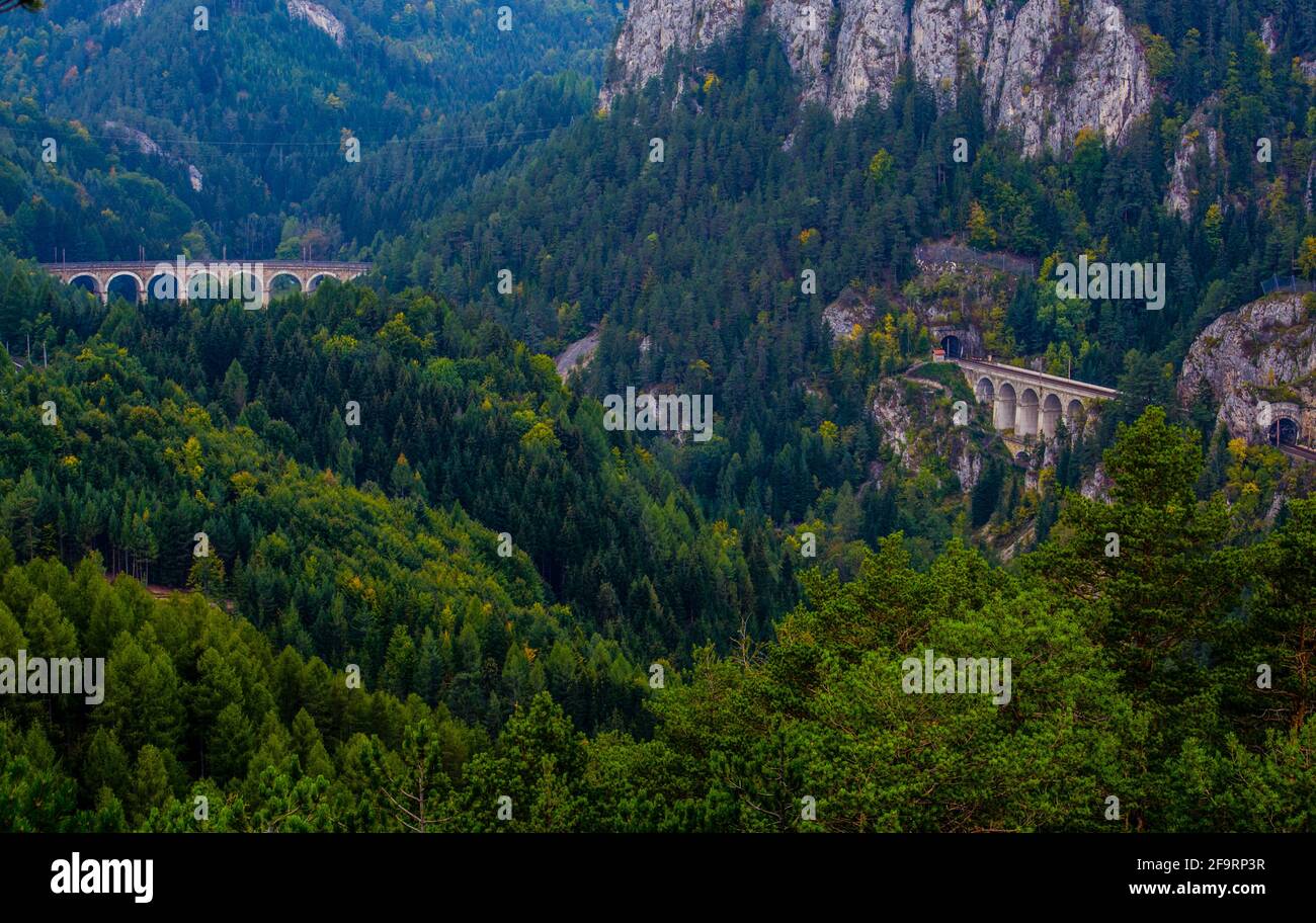 detail of a viaduct of the semmeringbahn unesco world heritage railroad ...