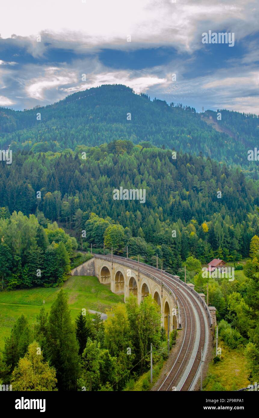 detail of a viaduct of the semmeringbahn unesco world heritage railroad ...