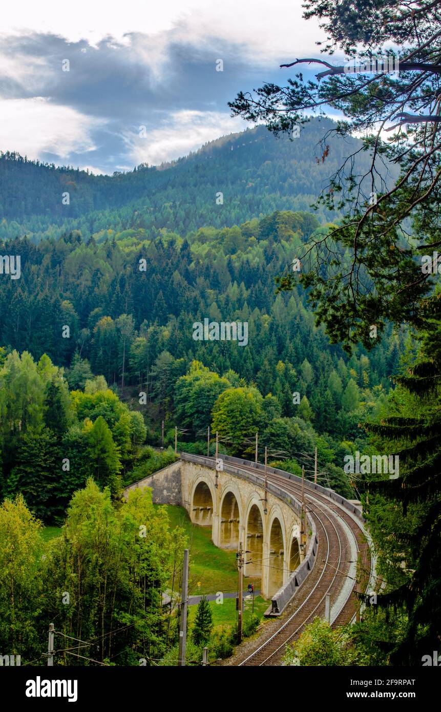 detail of a viaduct of the semmeringbahn unesco world heritage railroad ...