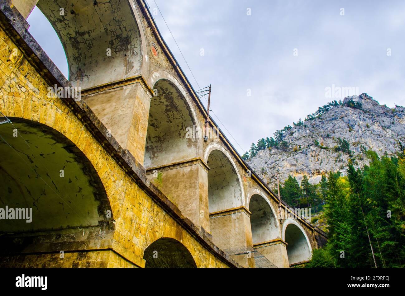 detail of a viaduct of the semmeringbahn unesco world heritage railroad ...