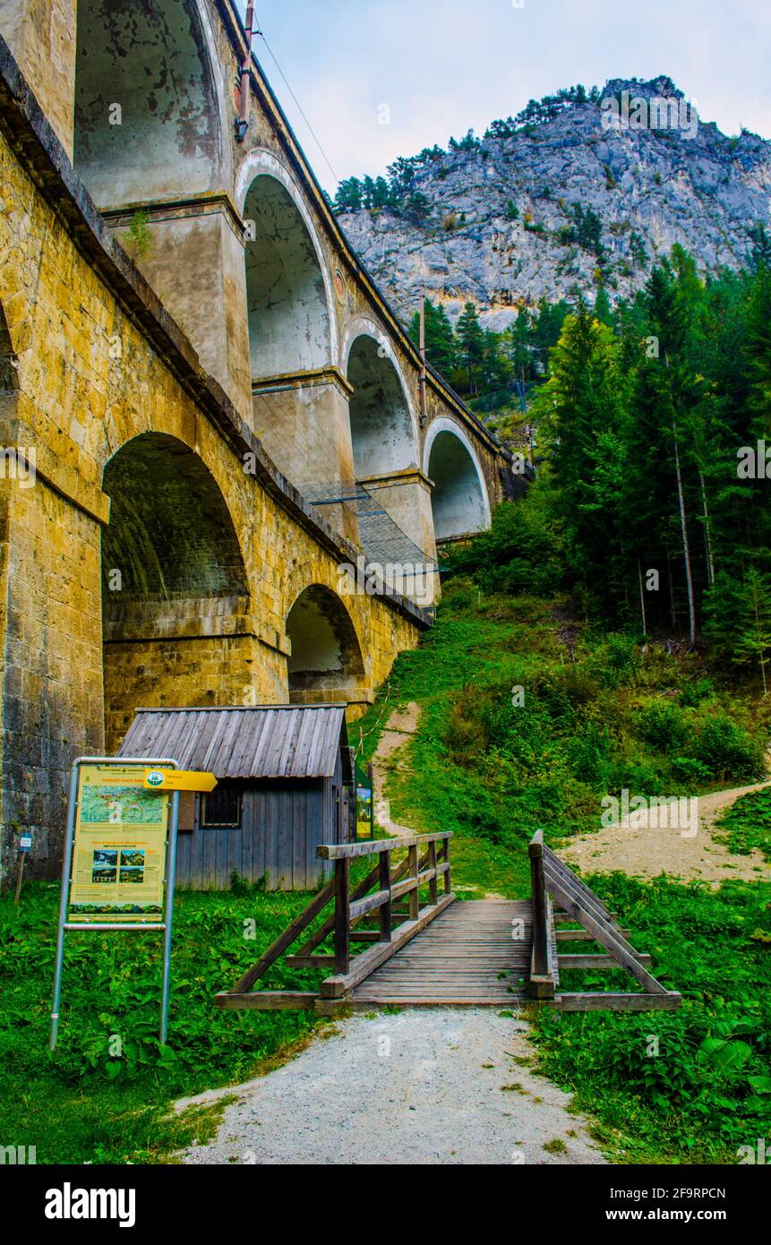 detail of a viaduct of the semmeringbahn unesco world heritage railroad ...