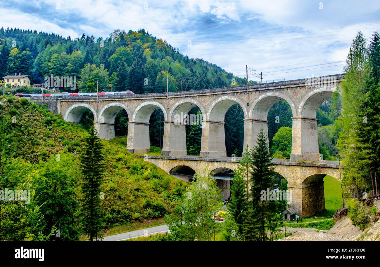 detail of a viaduct of the semmeringbahn unesco world heritage railroad ...